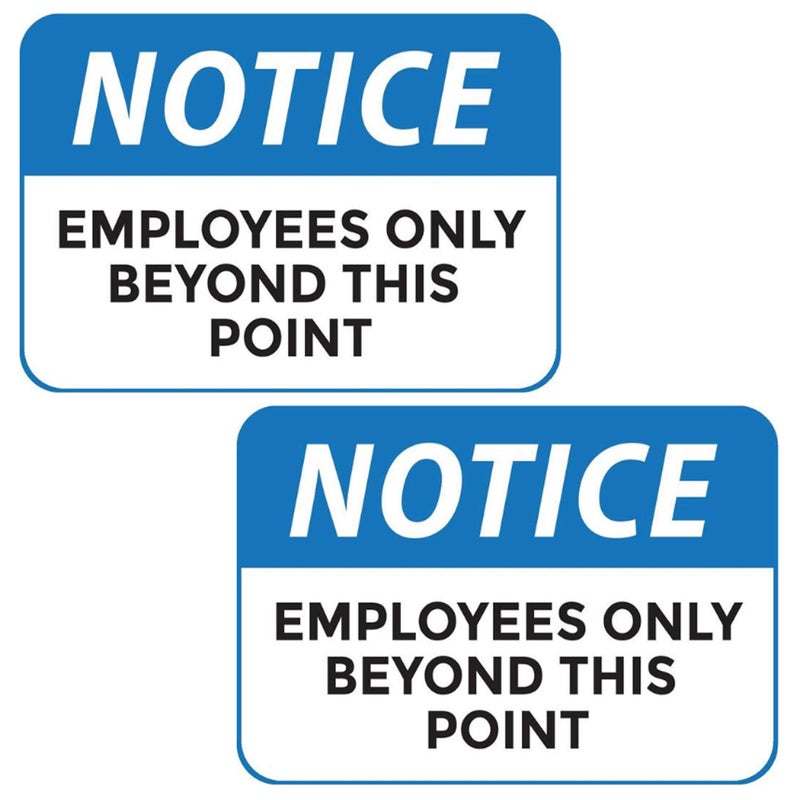 Safety Supply Mart علامة للموظفين فقط - علامة للموظفين فقط ما وراء هذه النقطة، 10" × 7"، عبوة 2، متينة، ذاتية اللصق - Image 1
